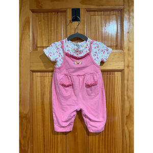 Gymboree Newborn Pink Floral Overall Set Bodysuit Romper Vintage Newborn Cotton
